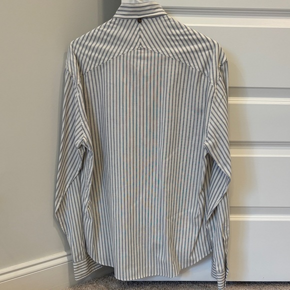 Billy Reid Blue and White Striped Button Down Shirt - Picture 3 of 3
